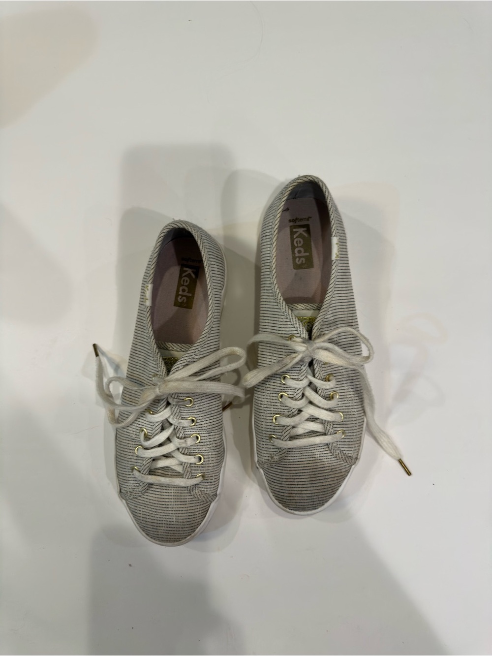 Keds Women's Light Gray Striped Canvas Sneakers